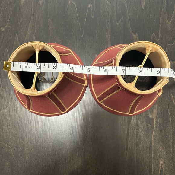 Maroon and Gold Mini Lamp Shades Set of 2 - Picture 3 of 5